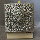 Uretti - Hülya 6683 5753 El Yapımı Alüminyum Kapaklı Bej Dekoratif Takı Saklama Kutusu