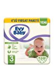 Evy Baby 3 Numara Midi 120'li Bel Bantlı Bez