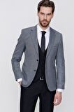  Siyah Desenli Slim Fit Dar Kesim Yelekli Kombinli 6 Drop Takım Elbise
