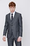  Siyah Desenli Slim Fit Dar Kesim Yelekli 6 Drop Takım Elbise