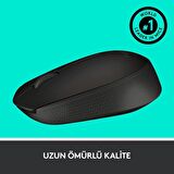 Logitech B170 Optik Kablosuz Mouse, Siyah, 2.4 GHz USB Rec