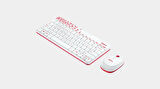 Logitech MK240 Kablosuz (Adaptörlü) Klavye & Mouse Set Beyaz/Parlak Kırmızı