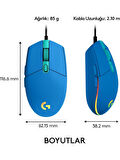 Logitech 910-005824 G102 LightSync Mavi 8000DPI 6 Tuş Optik RGB Mavi Kablolu Gaming (Oyuncu) Mouse OUTLET