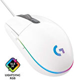 Logitech G G102 Kablolu Oyuncu Mouse, LIGHTSYNC RGB Aydınlatma, 8.000 DPI, 6 Programlanabilir Tuş, Beyaz OUTLET