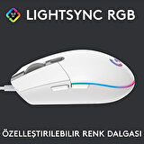 Logitech G G102 Kablolu Oyuncu Mouse, LIGHTSYNC RGB Aydınlatma, 8.000 DPI, 6 Programlanabilir Tuş, Beyaz OUTLET