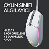 Logitech G G102 Kablolu Oyuncu Mouse, LIGHTSYNC RGB Aydınlatma, 8.000 DPI, 6 Programlanabilir Tuş, Beyaz OUTLET