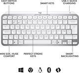 Logitech MX Keys Mini Aydınlatmalı, Bolt Alıcılı, Şarj Edilebilir, Açık Gri, Kablosuz Klavye İngilizce