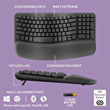 Logitech Wave Keys MK670 Combo M550 L Kablosuz Ergonomik İngilizce Klavye Mouse Seti Siyah