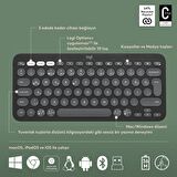 Logitech Pebble 2 Combo Çoklu Sessiz Kablosuz Türkçe Q Klavye Mouse Seti - Grafit 920-012245