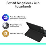Logitech Flip Folio iPad Pro 11 inç (M4), iPad Air 11 inç (M2 ve M3), iPad Air (5. Nesil) ile Uyumlu Türkçe Klavyeli Tablet Kılıfı, Siyah