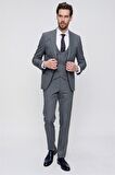  Antrasit Burgaz Çizgili Yelekli Slim Fit Dar Kesim 6 Drop Takım Elbise