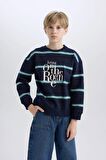 DeFacto Erkek Çocuk Oversize Geniş Kalıp Bisiklet Yaka Baskılı Sweatshirt D1907A824WNNV135