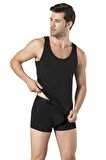 Pierre Cardin Yazılı Erkek Stretch Atlet Boxer Çamaşır Takımı Siyah