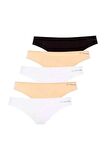 U.S. Polo Assn. Kadın 5'li Brazilian Slip (Siyah-Beyaz-Ten-Beyaz-Ten)