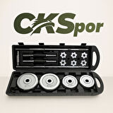 CKSpor 50 kg Çantalı Krom Dambıl Bar Ve Plaka Seti CKS132