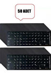 50 Adet Türkçe F Klavye Etiketi Laptop Pc Sticker Kaliteli PvcKeyboard Sticker PVC Harf Çıkartmaları