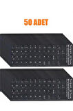 50 Adet Türkçe Q Klavye Sticker Notebook Pc Uyumlu Klavye Etiketi Silinmez Yapışkanlı Türkçe Harfler