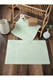 2'li Mint Yeşili Ayak Havlusu Seti - %100 Pamuk - Damask Desenli Havlu Takımı - 50x70 cm