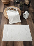 2'li Set Ayak Havlusu - %100 Pamuk Ayak İzli Havlu Takımı - Yüksek Su Emici - 50x70cm - Bej