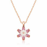 Özel Kutu ve Gümüş Bezi İle Gümüş Rose Pembe Lotus Çiçeği Kolye