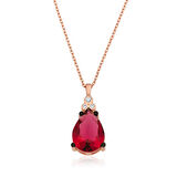 Özel Kutu ve Gümüş Bezi İle Gümüş Kırmızı Topaz Damla Kolye