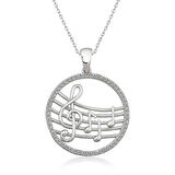 Özel Kutu ve Gümüş Bezi İle Gümüş Müzik Temalı Bayan Kolye
