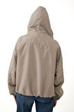 Kadın Su Yeşili Kapüşonlu Su ve Rüzgar Geçirmez Cepli Astarlı Oversize Mevsimlik Yağmurluk