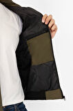 Erkek Astarlı Dik Yaka Mevsimlik Cepli Su ve Rüzgar Geçirmez Mont