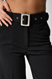 Kadın Kemerli Yüksek Bel İspanyol Paça Pantolon