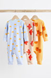 Next Baby % 100 Pamuklu Güneş Desenli 3’lü Tulum Set