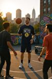 Erkek  Oversize Nets Baskılı Pamuklu T-Shirt