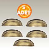 Tas Midye Çanak 64mm Antik Sarı Dolap Çekmece Vestiyer Mobilya Kulpu Metal Kulp ( 5 ADET )