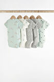 Next Baby % 100 Pamuklu Monochrome Kısa Kollu 5'li Body Zıbın Set