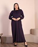Kadın Tesettur Buyuk Beden Kare Yaka Uzun Elbise