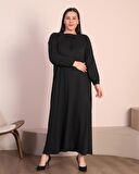 Kadın Tesettur Buyuk Beden Kare Yaka Uzun Elbise