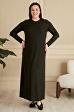 Kadın Büyük Beden Nergis Jakar Tesettür Anne Elbise 