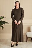 Kadın Büyük Beden Nergis Jakar Tesettür Anne Elbise 