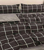 More Home Tek Kişilik Nevresim Seti + Yastık Kılıfı Siyah Beyaz