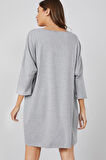 Gri Kadın Kısa Kollu Oversize  Elbise 5136_301