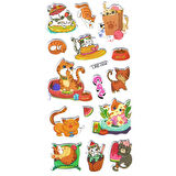 Sticker Kabartmalı Stiker Defter, Planlayıcı Etiket (lre-004)-17X9 cm - Sevimli Komik Kedi