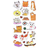 Sticker Kabartmalı Stiker Defter, Planlayıcı Etiket (lre-006) -17X9 cm - Komik Kaykay Kedi