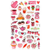Sticker Kabartmalı Stiker Defter, Planlayıcı Etiket (lxk-021) - 22X14 cm - Pembe Love Ayıcık