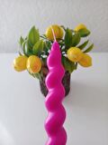 Pembe Fuşya İtalyan Burgulu Şamdan Mumu Doğal Kokulu Uzun Çubuk Konik Burgu Spiral Mum Dekoratif 1 Adet