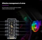 Argb Rgb Led 3 Pin 11 Port 5V Sata Power Güç Fan Çoklayıcır Şerit Hub Kablo Splitter
