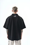 Erkek Polo Yaka Oversize T-Shirt Siyah
