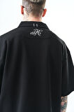 Erkek Polo Yaka Oversize T-Shirt Siyah