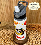 Kişiye Özel İsimli Özel Erkek Çocuk Astronot Uzay Pipetli Suluk Matara 650 ml