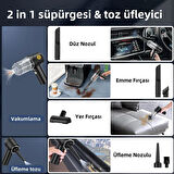 BAL 14000pa Güçlü Portatif 2 Kademeli Tasinabilir Vakumlu Kablosuz Üflemeli Mini Araç Süpürgesi 