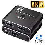 8K DisplayPort Switch | Çift Yönlü Geçiş, Uzaktan Kumanda ile 8K@30Hz - 4K@120Hz Destekli