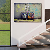 Bansky Çöp Kutusuna İşeyen Çocuklar Kanvas Tablosu / Hayat Kısa-5154